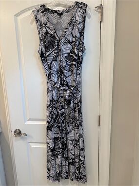 Talbots Black and White Floral Maxi Dress